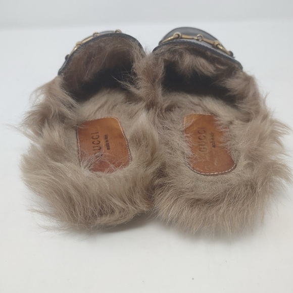 Authentic Gucci Princeton Fur slides - black leather - size 10 41 - Picture 8 of 12